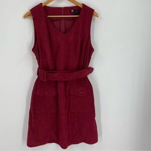 Kancy Kole Women’s V Neck Sleeveless Corduroy Burgundy Mini Dress size M